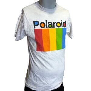 Polaroid Retro Rainbow Logo Graphic T Shirt Vintage Style Size M